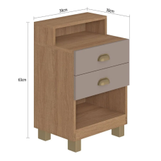 CRIADO MUDO 39CM 2 GAVETAS MEL FENDI